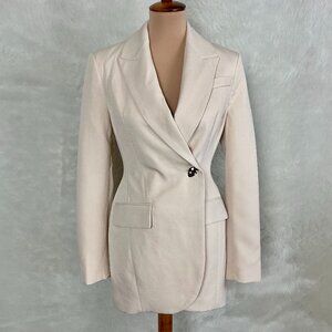 River Island Cream Single Button Wrap Over Asymmetrical Front Blazer NWT UK 6 US